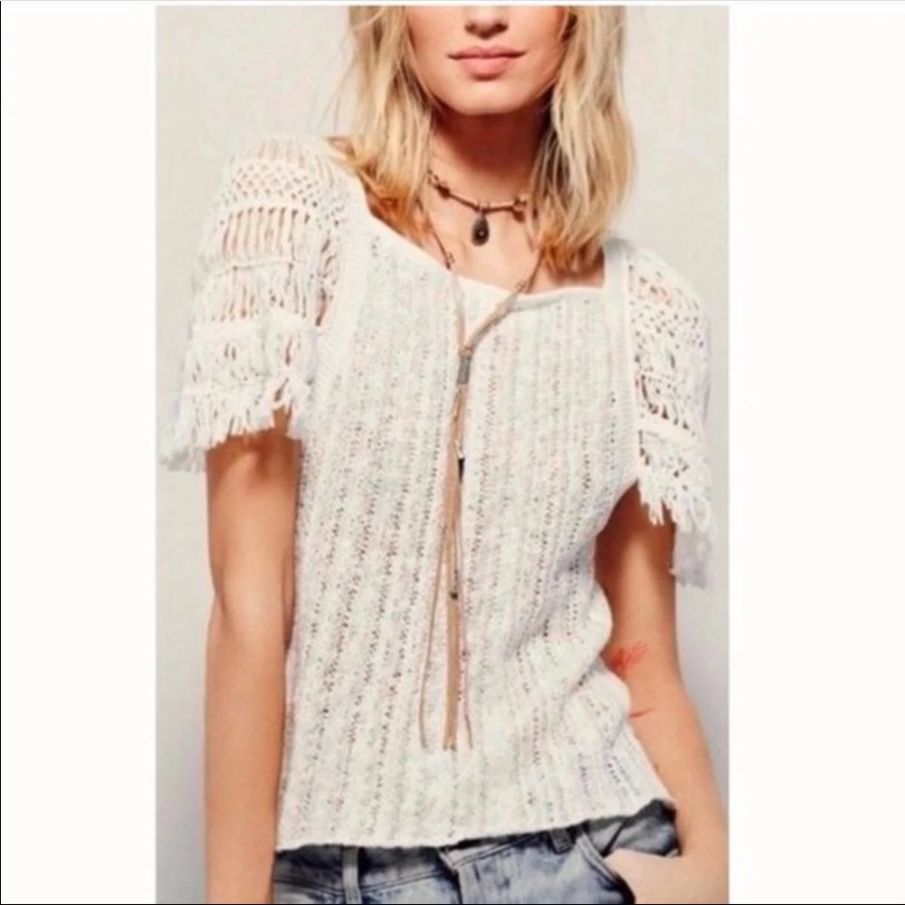 Free People Blackbird Crochet Blouse